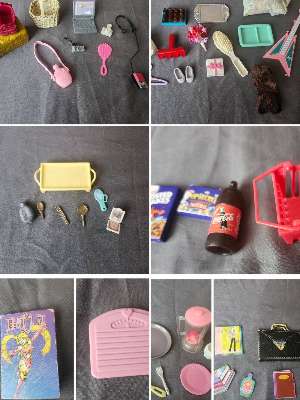 Miniature Dollhouse Accessories Set – Pink, Yellow, Brown